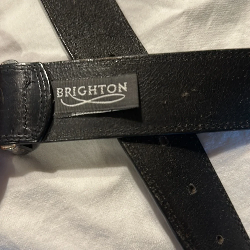 Black Brighton Leather Black with Silver Tone Buckles 37” long